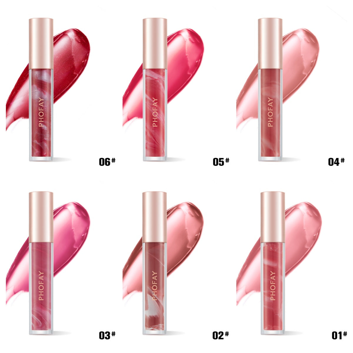PHOFAY Rose Blooming Hydrating Lip Gloss - Moisturizing High-Shine Lip Color