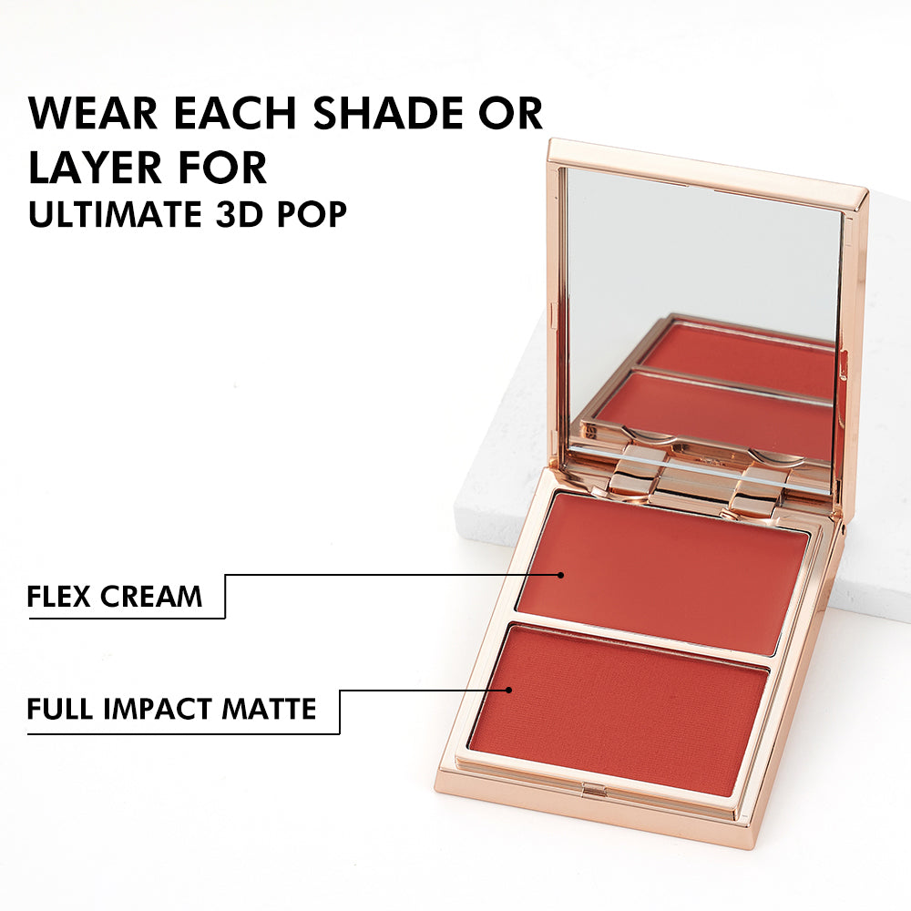 PHOFAY Double-Take Cream & Powder Blush Duo - 2-in-1 Blush Palette