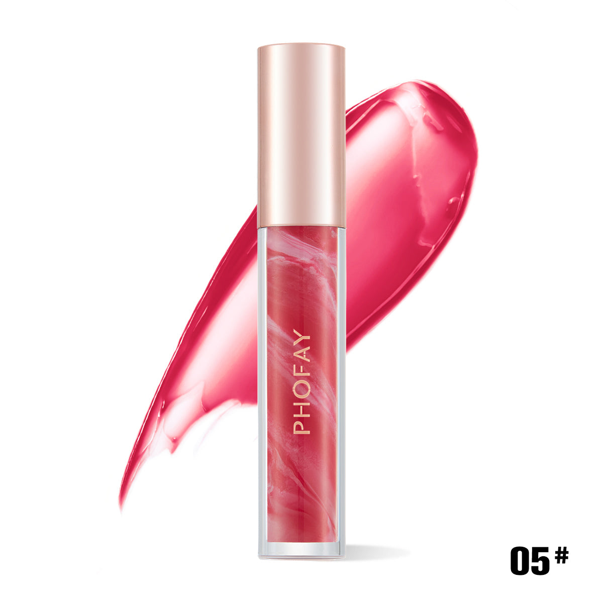PHOFAY Rose Blooming Hydrating Lip Gloss - Moisturizing High-Shine Lip Color