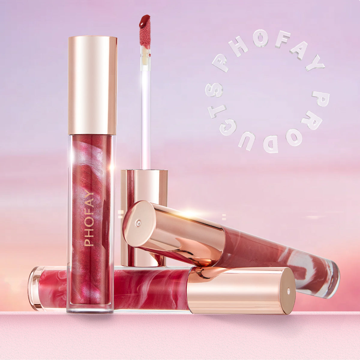 PHOFAY Rose Blooming Hydrating Lip Gloss - Moisturizing High-Shine Lip Color