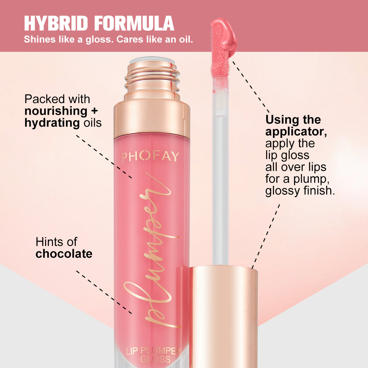 PHOFAY Shiny Lip Plumper Gloss - Volumizing High-Shine Lip Gloss