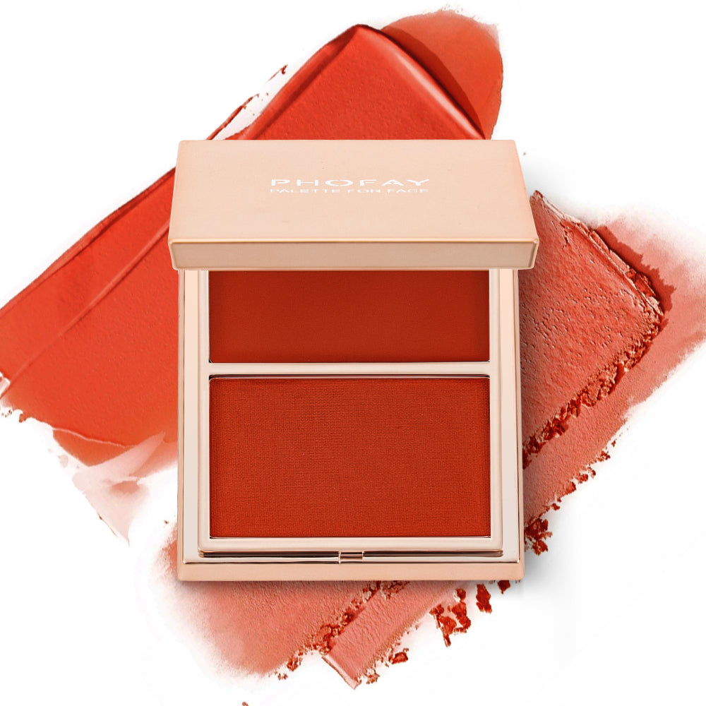 PHOFAY Double-Take Cream & Powder Blush Duo - 2-in-1 Blush Palette