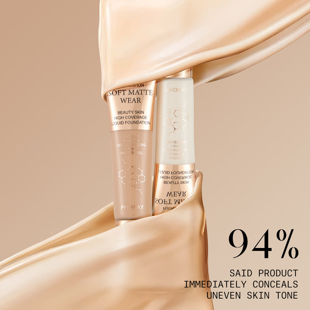 PHOFAY Full Coverage Foundation - Long-Lasting Flawless Liquid Foundation